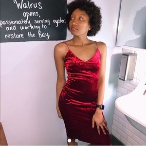 red velvet dress